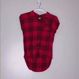 Epic Threads Plaid Pink Cuffed Short Sleeve shirt large girls casual kids top